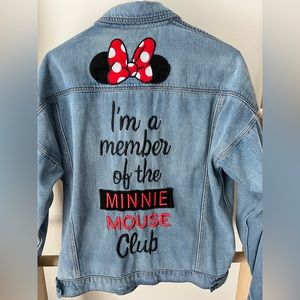 Disney Minnie Mouse Club Embroidered Jean Jacket Womens Large